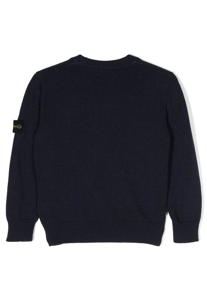Maglia bambino Stone Island blu navy in misto lana