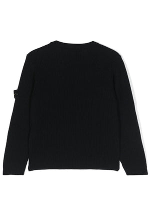 Maglia bambino Stone Island blu navy in lana vergine