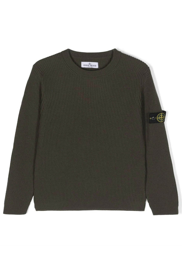 Maglia bambino Stone Island verde in lana vergine