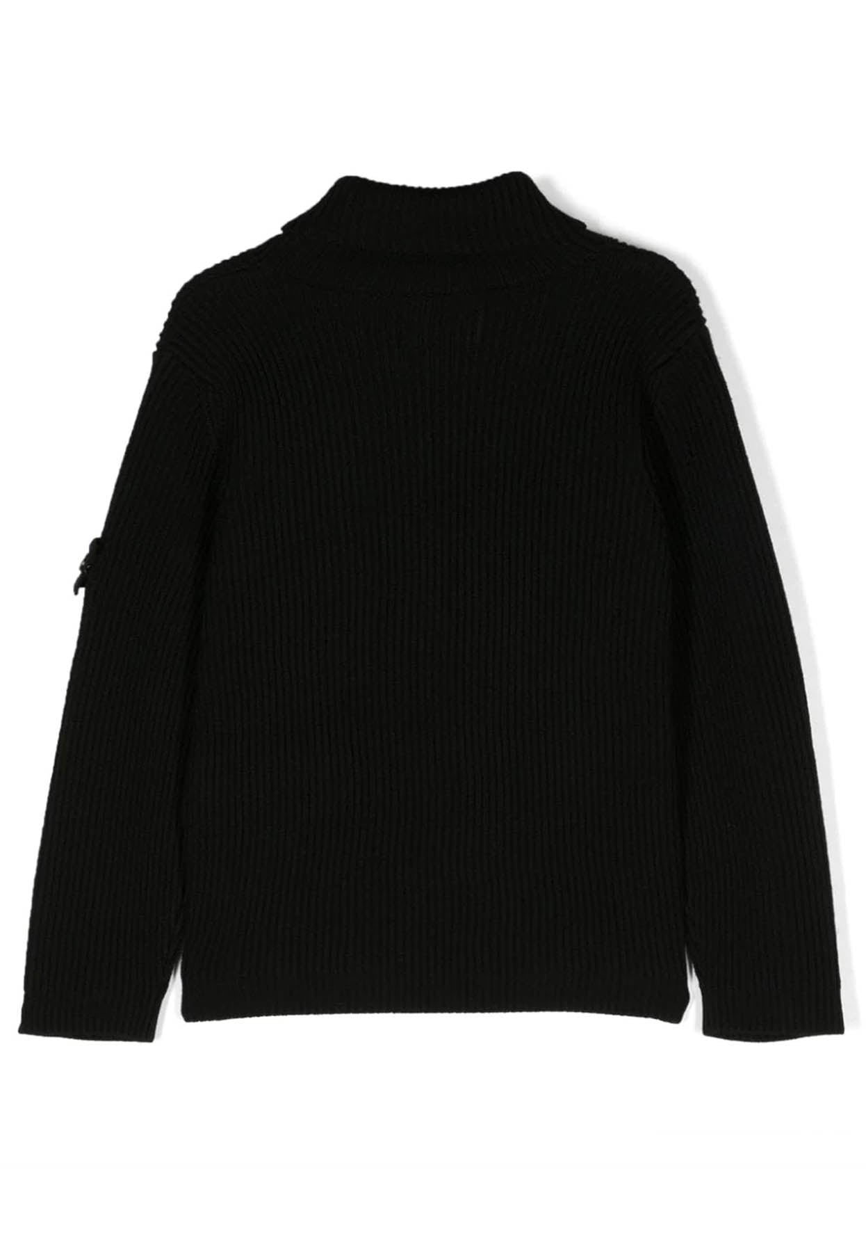 Maglia dolcevita bambino Stone Island nera in lana vergine