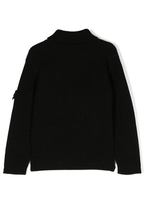 Maglia dolcevita bambino Stone Island nera in lana vergine