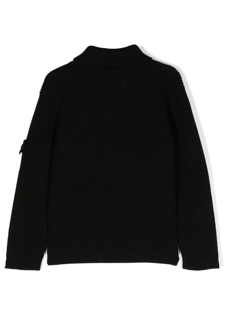 Maglia dolcevita bambino Stone Island nera in lana vergine