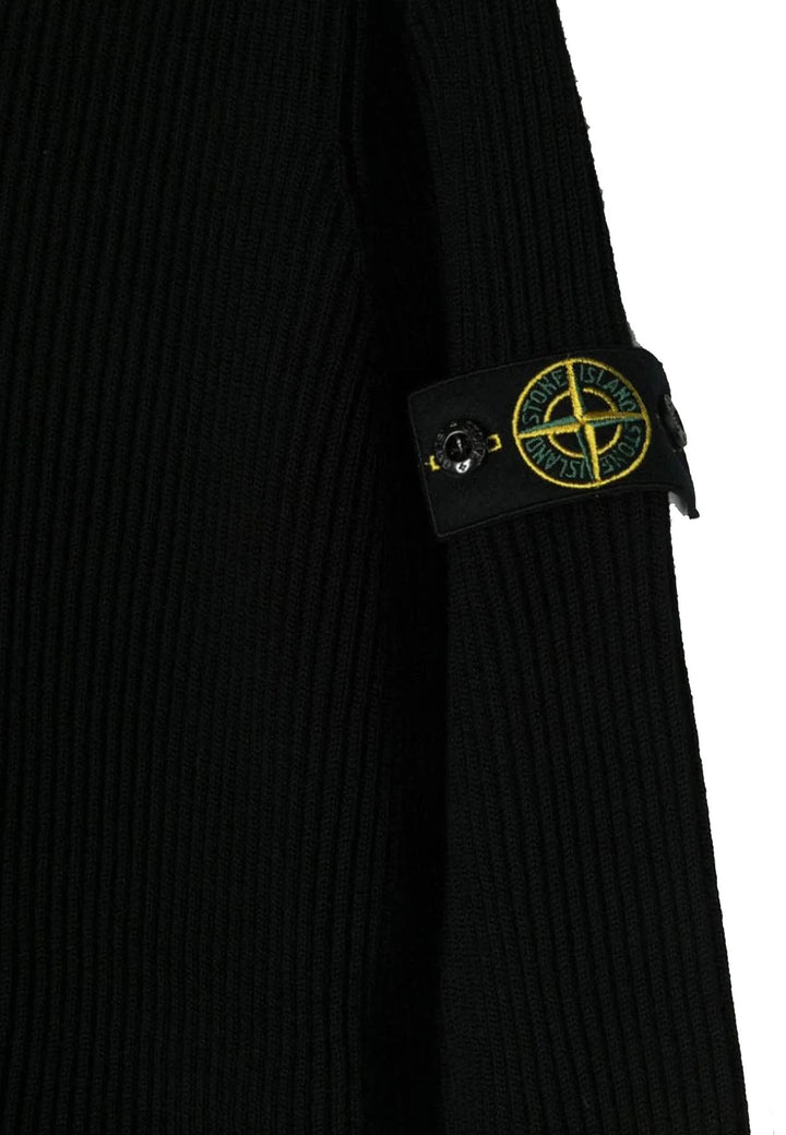 Maglia dolcevita bambino Stone Island nera in lana vergine