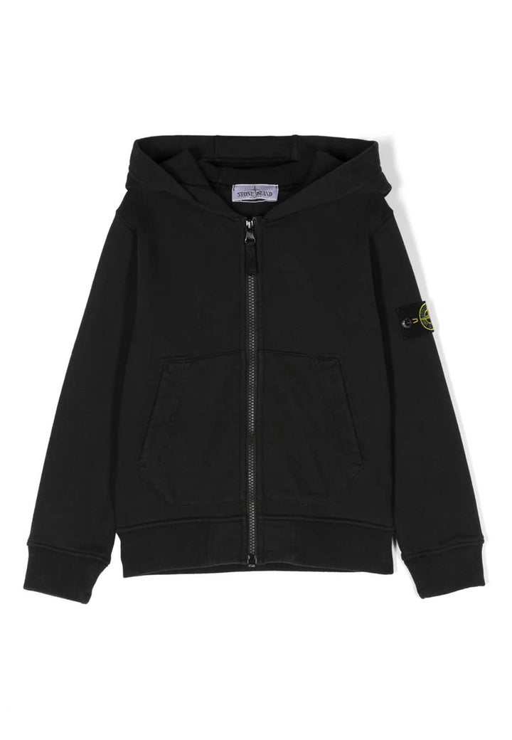 Felpa bambino Stone Island nera in cotone