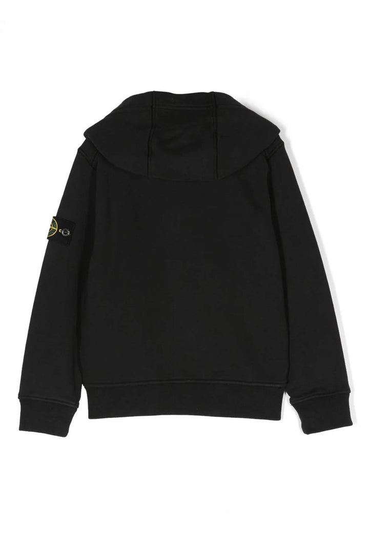 Felpa bambino Stone Island nera in cotone