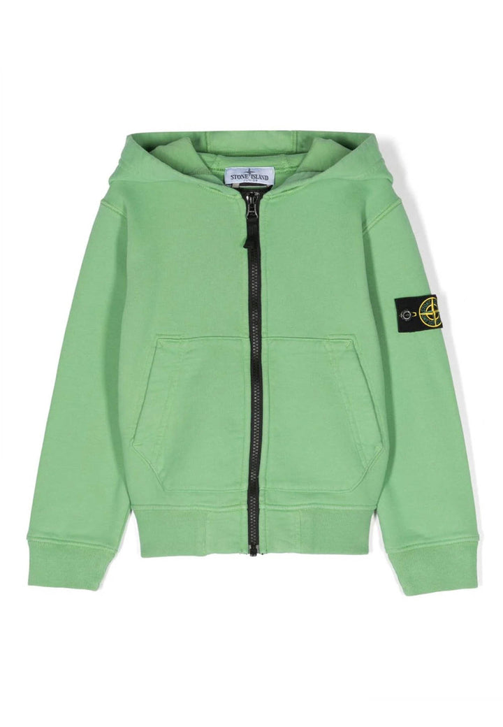 Felpa bambino Stone Island verde chiaro in cotone