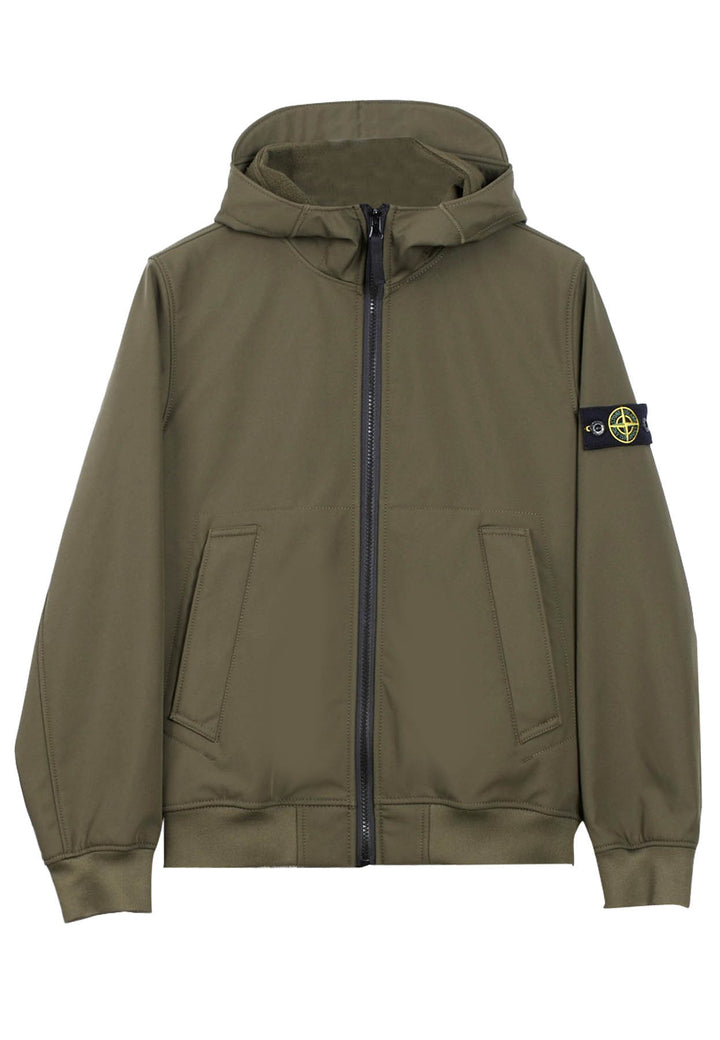 Giubbino bambino Stone Island verde in tessuto tecnico