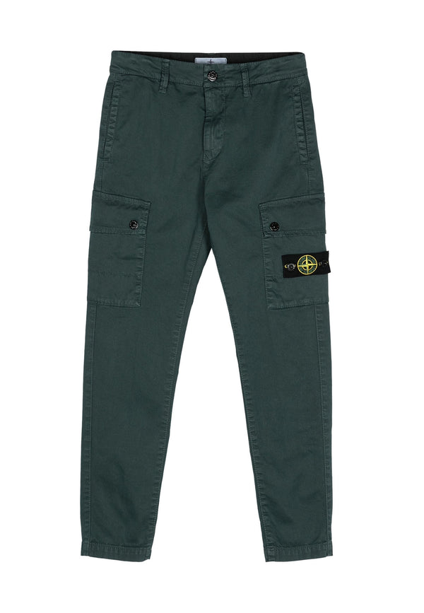 Pantalone bambino Stone Island verde petrolio in cotone