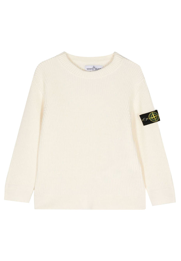 Maglia bambino Stone Island bianca in lana