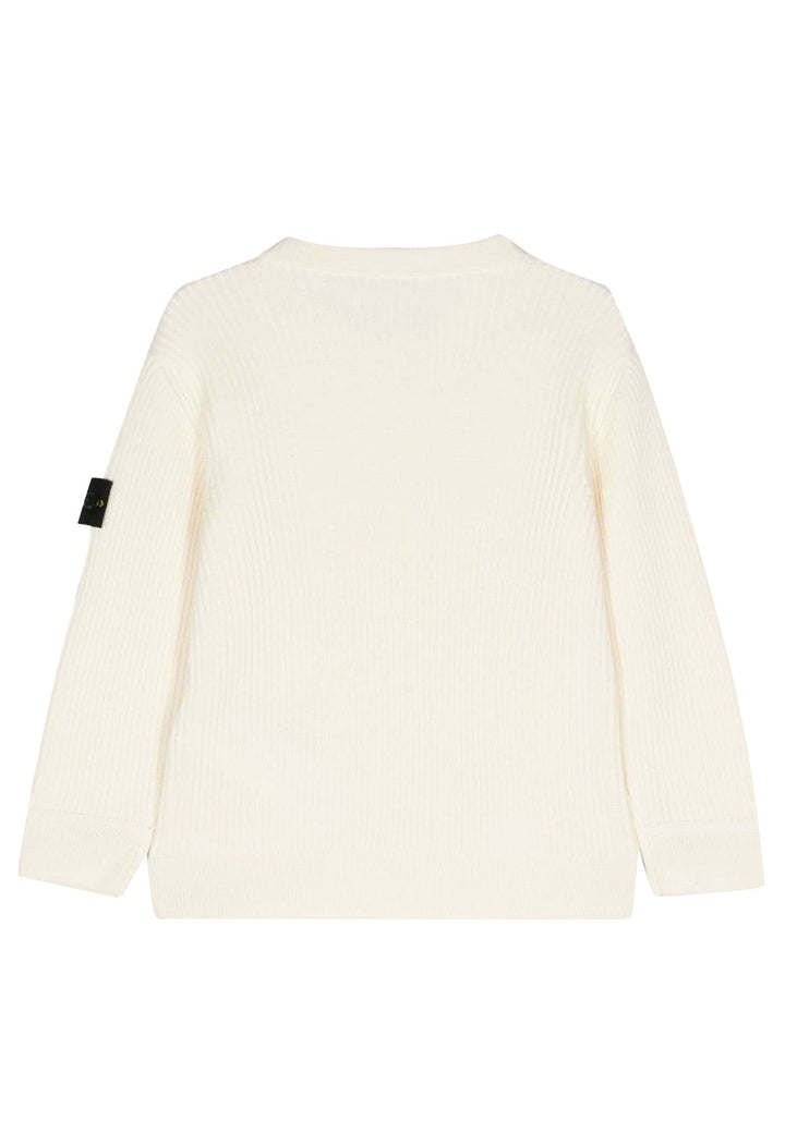 Maglia bambino Stone Island bianca in lana