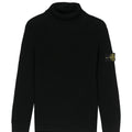 Maglia dolcevita bambino Stone Island nera in lana