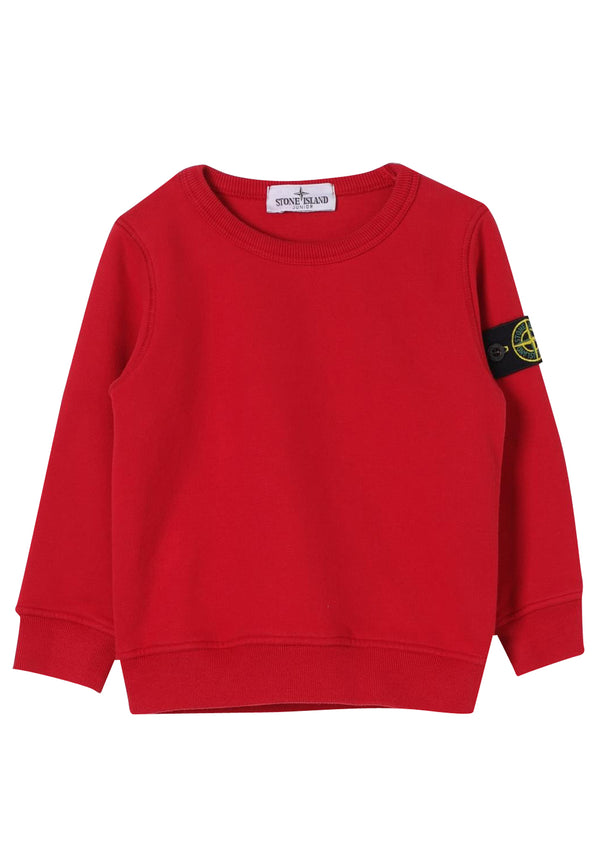 Felpa bambino Stone Island rossa in cotone