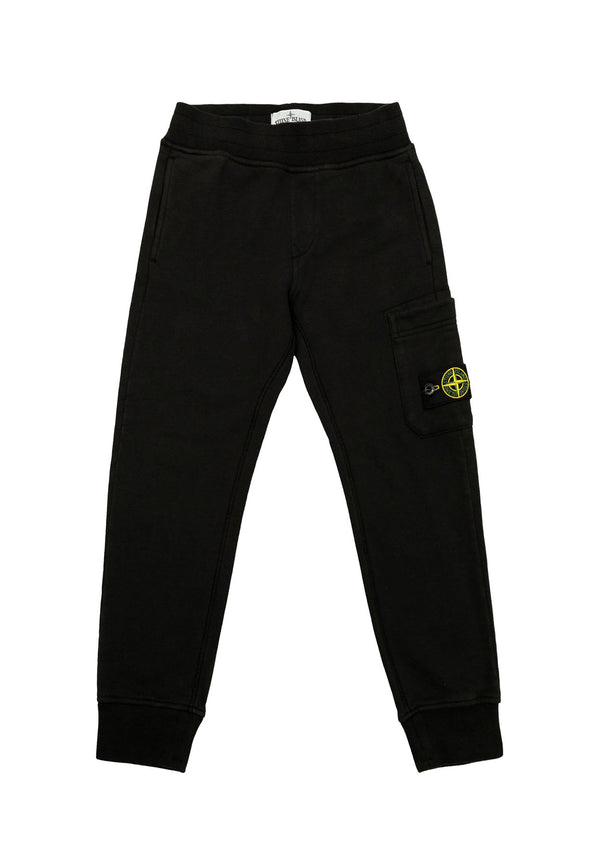 Pantalone bambino Stone Island nero in felpa di cotone