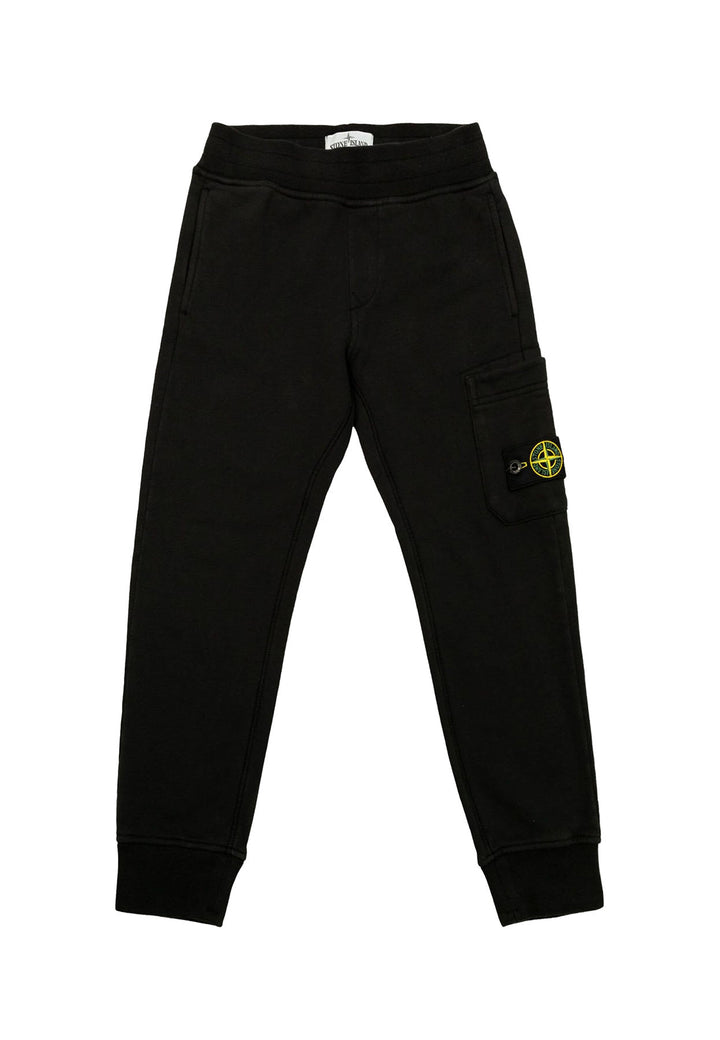 Pantalone bambino Stone Island nero in felpa di cotone