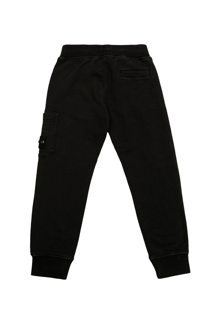 Pantalone bambino Stone Island nero in felpa di cotone