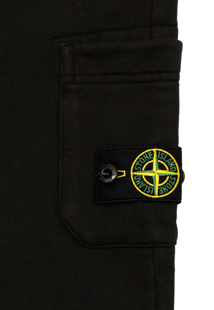 Pantalone bambino Stone Island nero in felpa di cotone