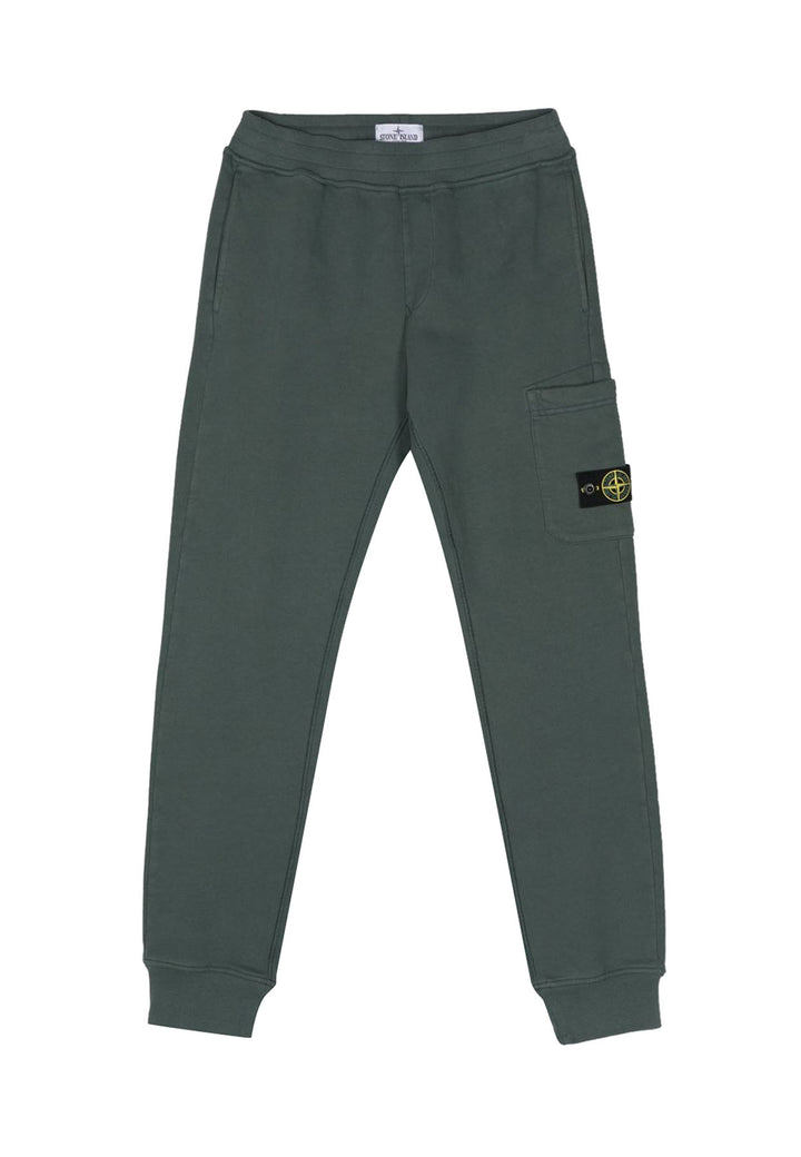 Pantalone bambino Stone Island verde in felpa di cotone