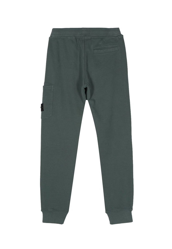 Pantalone bambino Stone Island verde in felpa di cotone