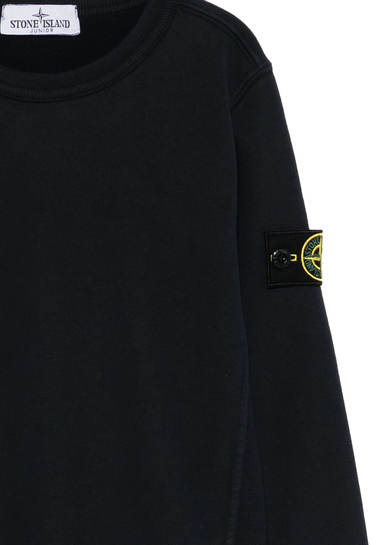 Felpa bambino Stone Island nera in cotone