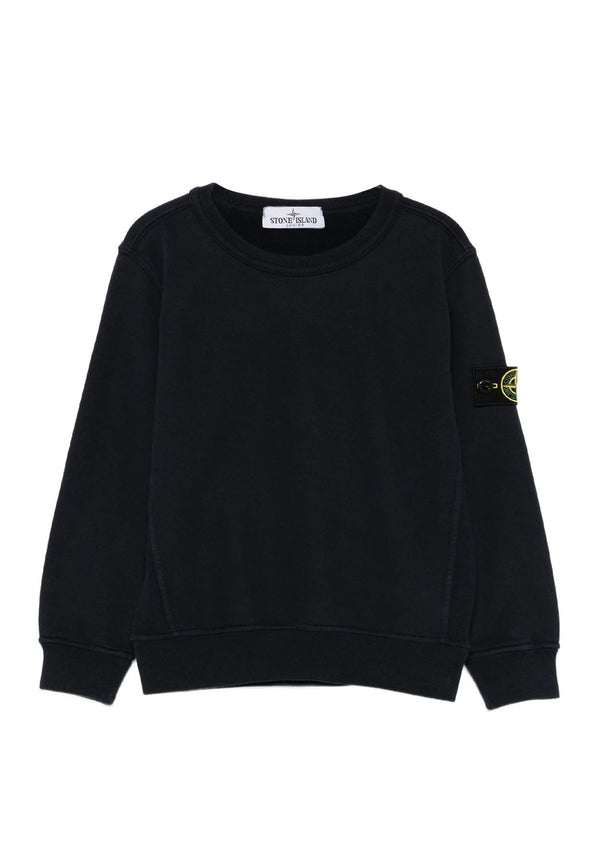 Felpa bambino Stone Island nera in cotone