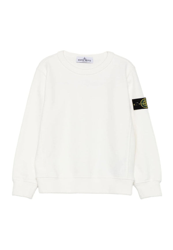 Felpa bambino Stone Island bianca in cotone