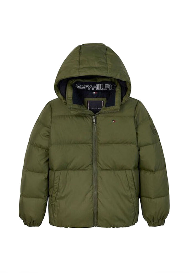 Giubbino neonato Tommy Hilfiger verde in tessuto tecnico