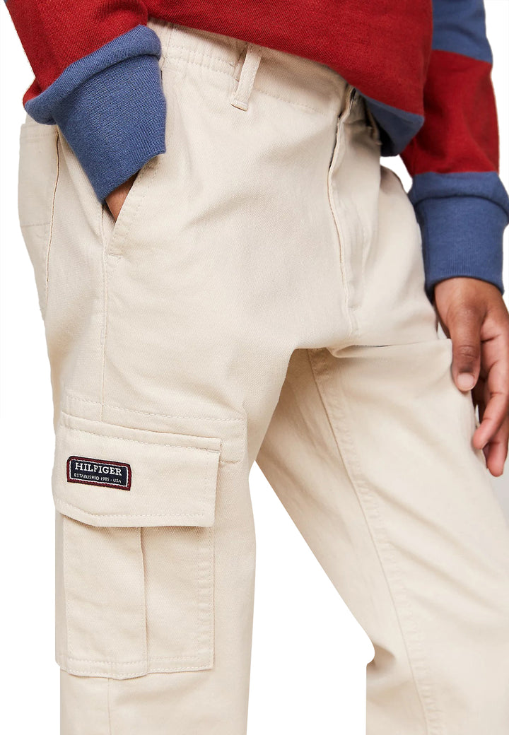 Pantalone bambino Tommy Hilfiger beige in cotone