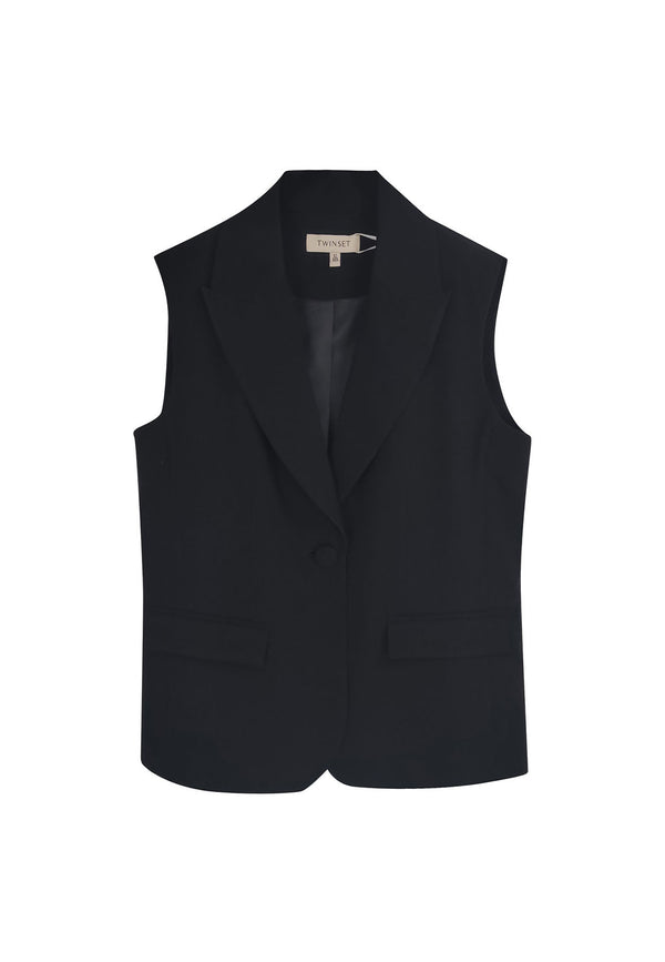 Gilet bambina Twinset nero in misto viscosa