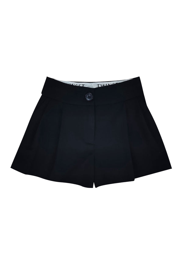 Shorts bambina Twinset neri in misto viscosa