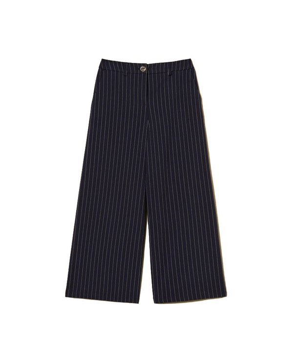 Pantalone bambina Twinset blu gessato in misto viscosa