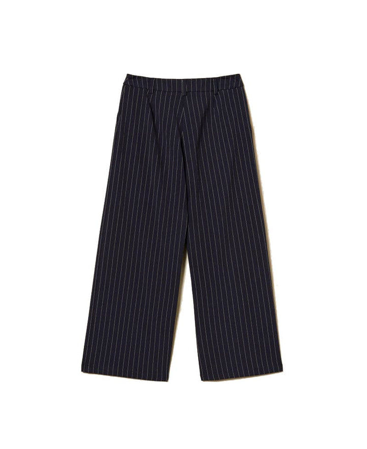 Pantalone bambina Twinset blu gessato in misto viscosa