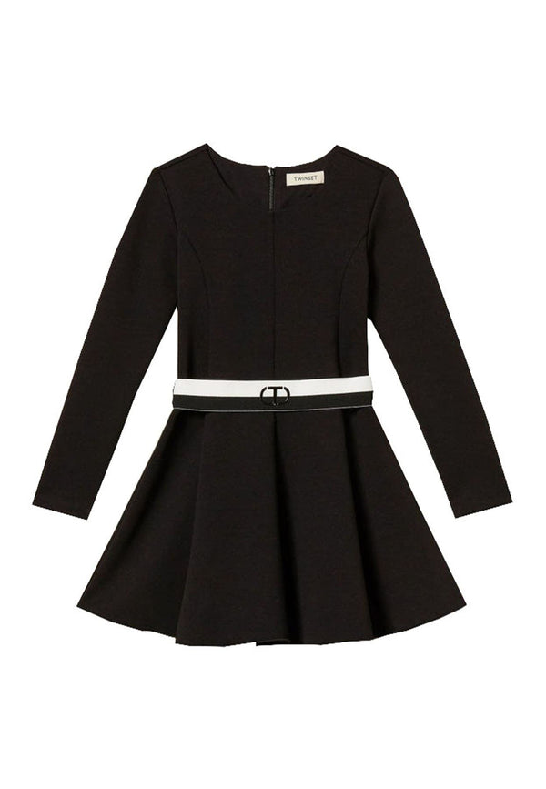 Vestito bambina Twinset nero in tessuto scuba