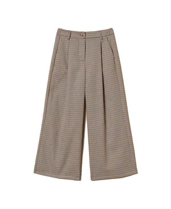 Pantalone bambina Twinset cammello in pied de poule