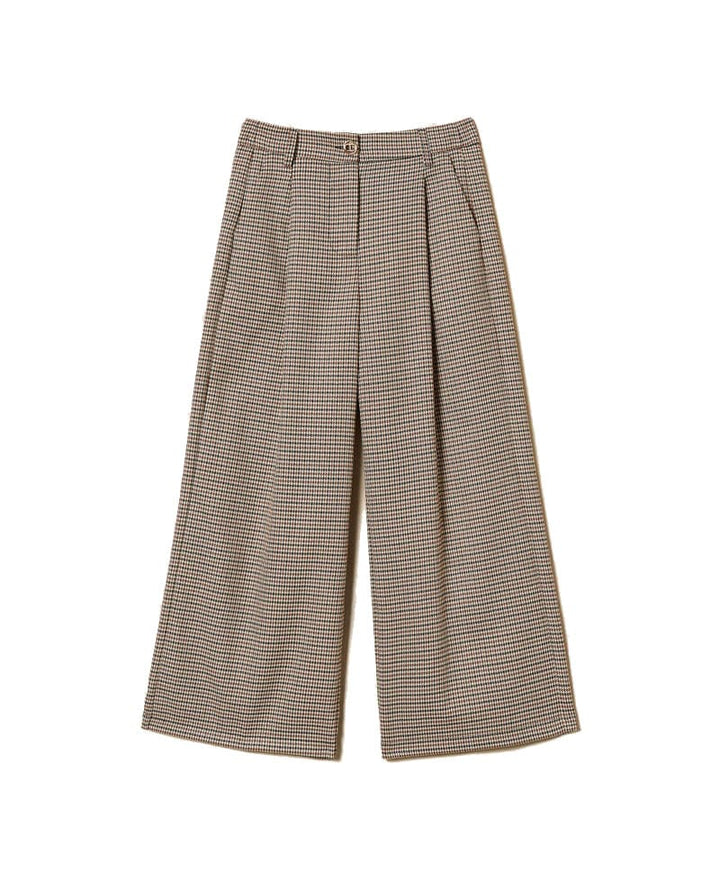 Pantalone bambina Twinset cammello in pied de poule