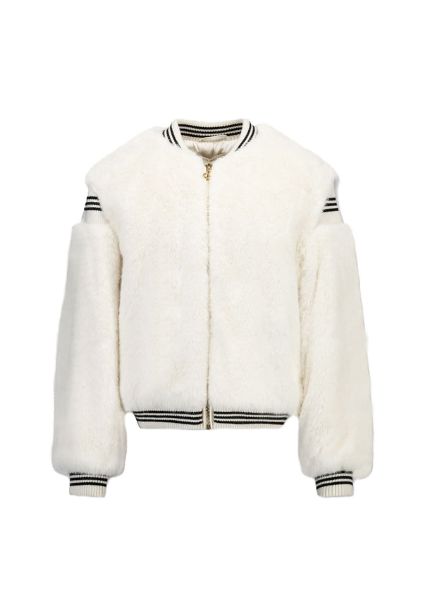Giubbino bomber bambina Twinset bianco in pelliccia sintetica