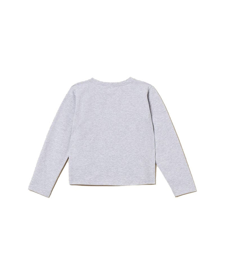T-shirt bambina Twinset grigia in jersey di cotone