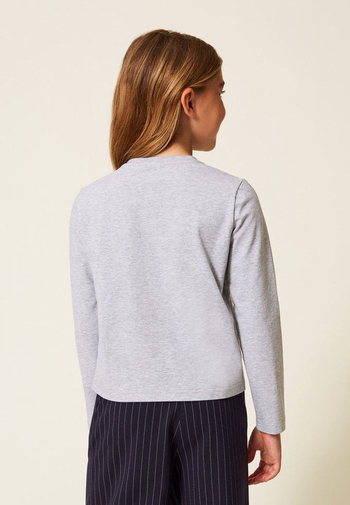 T-shirt bambina Twinset grigia in jersey di cotone