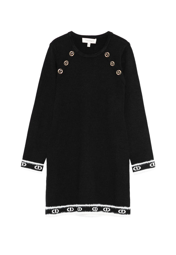 Vestito bambina Twinset nero in maglia