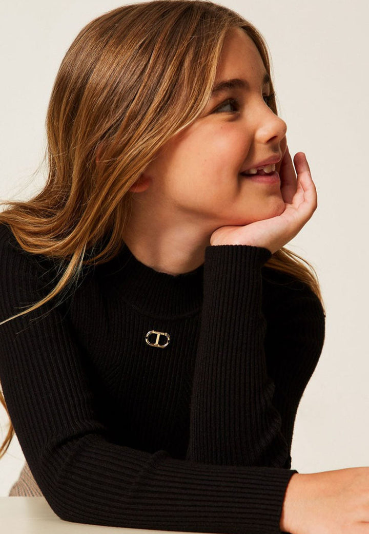 Maglia bambina Twinset nera in misto viscosa