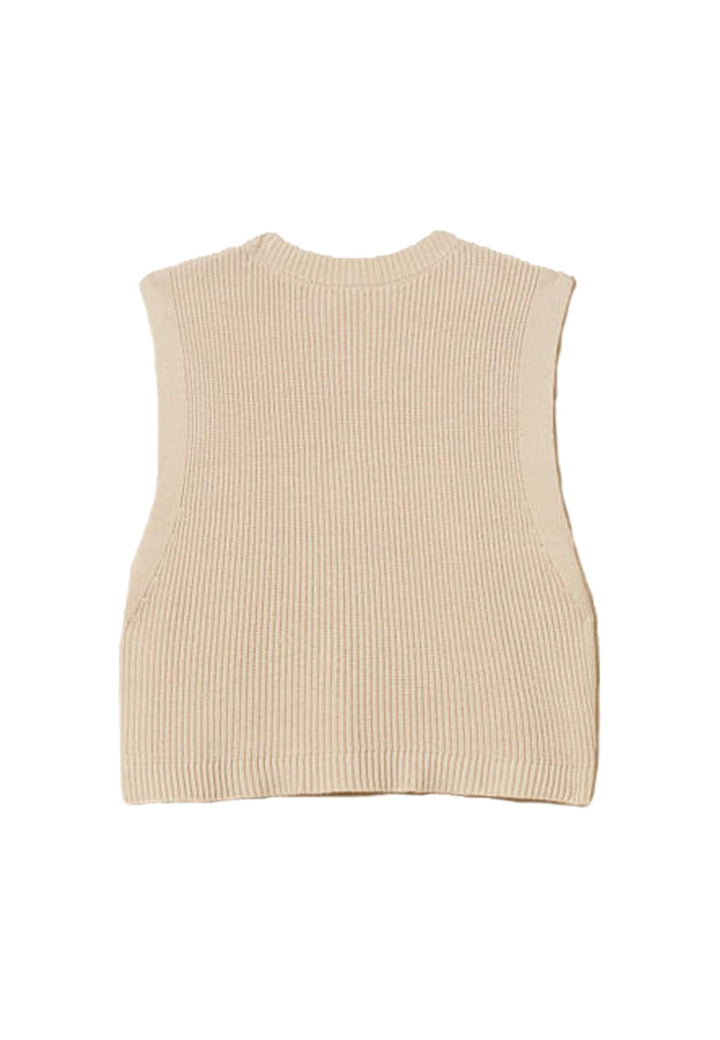 Gilet bambina Twinset beige in maglia