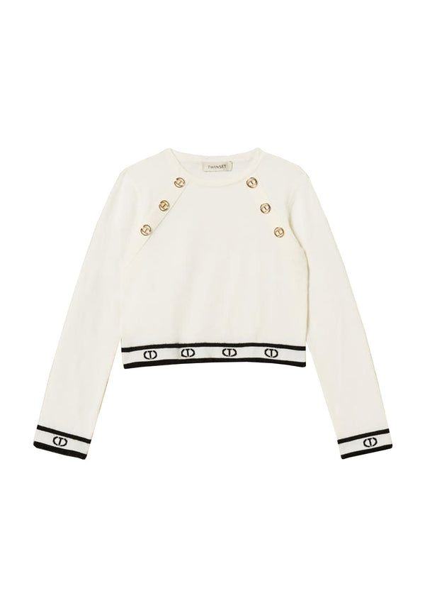 Maglia bambina Twinset bianca in misto modal