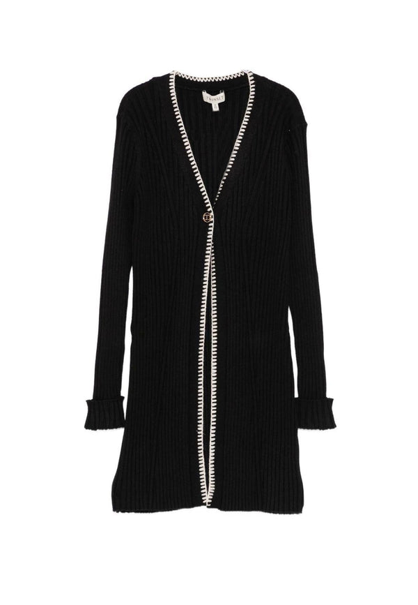 Cardigan bambina Twinset nero in maglia