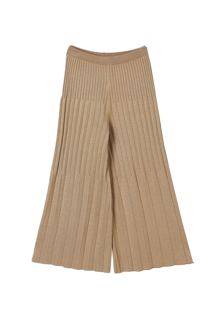 Pantalone plisse' bambina Twinset oro in maglia