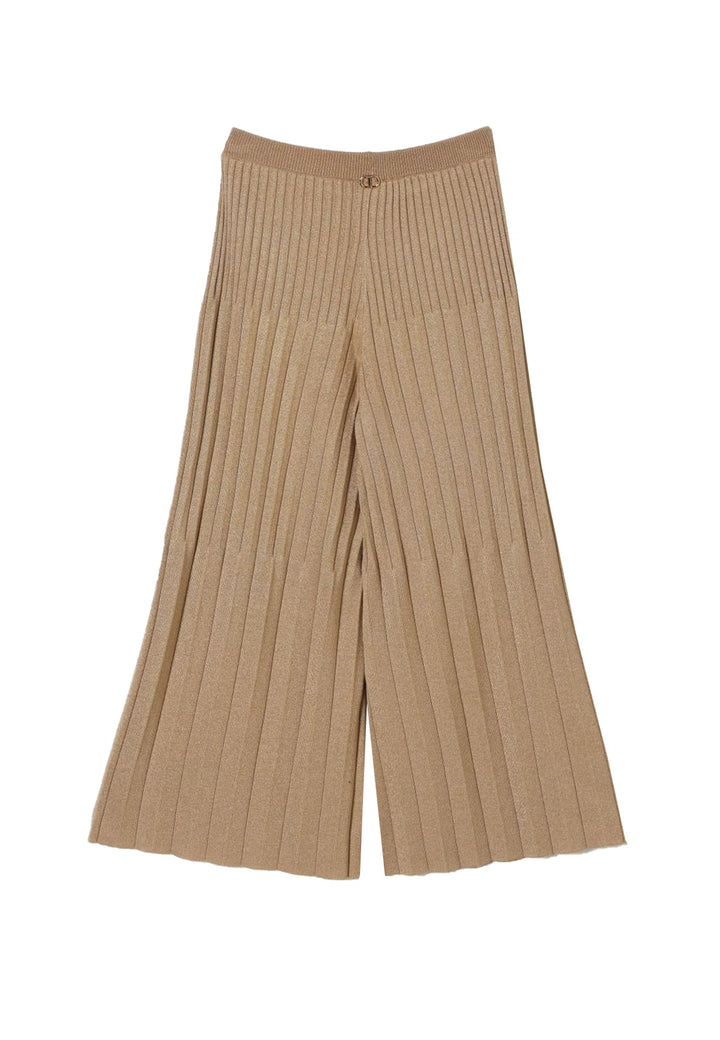 Pantalone plisse' bambina Twinset oro in maglia