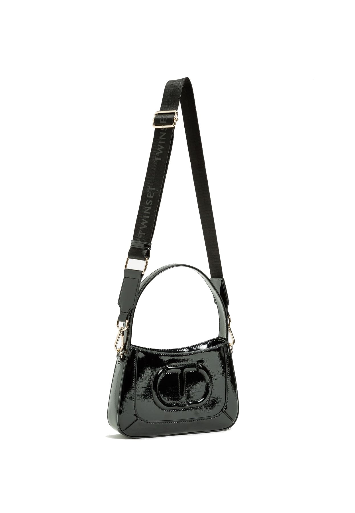 Borsa bambina Twinset nera effetto vernice