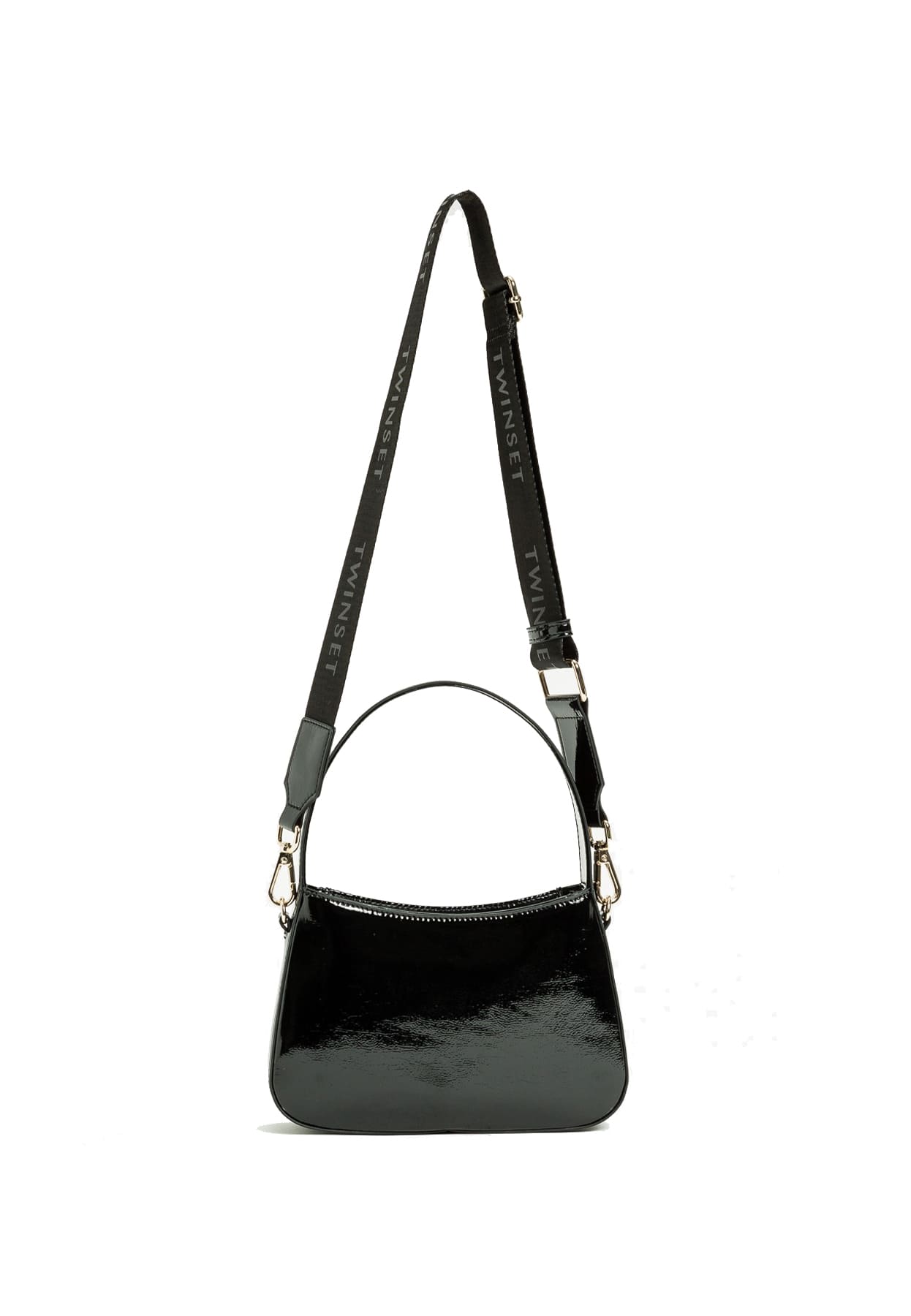 Borsa bambina Twinset nera effetto vernice