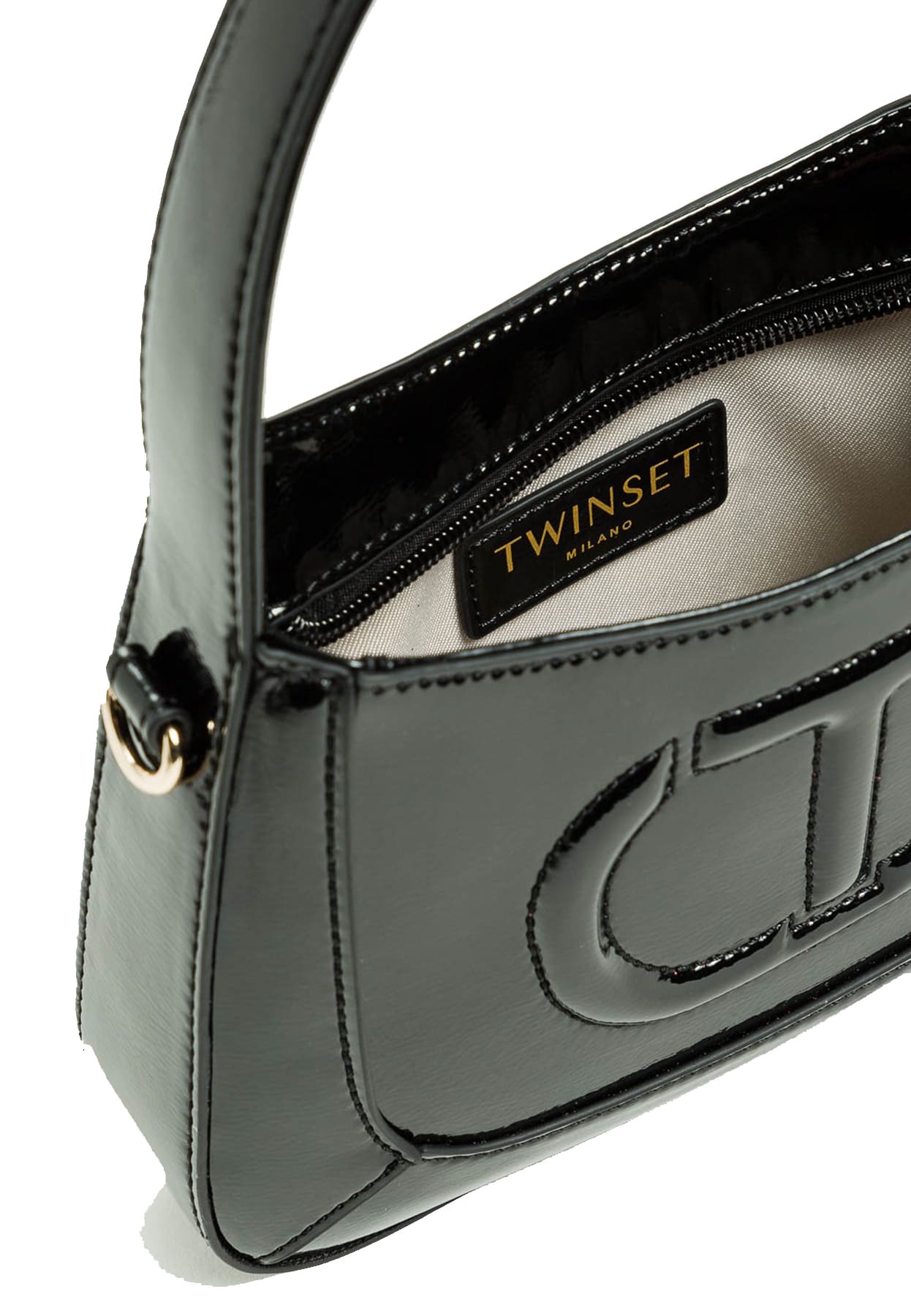 Borsa bambina Twinset nera effetto vernice