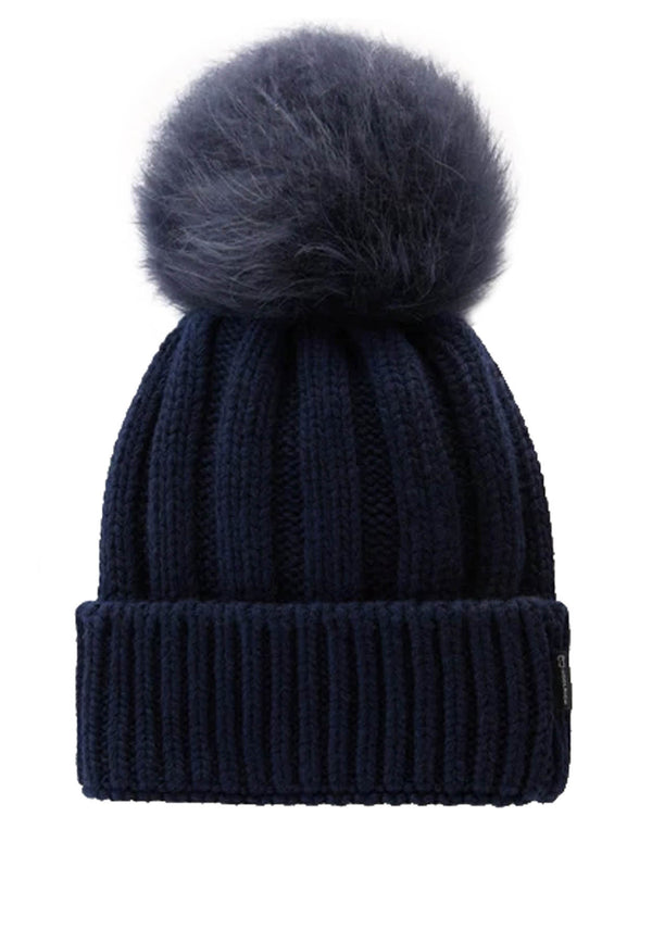 Cappello bambina Woolrich kids melton blue in lana