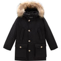 Giubbino bambino Woolrich kids Arctic Detachable Fur Parka nero in tessuto Ramar