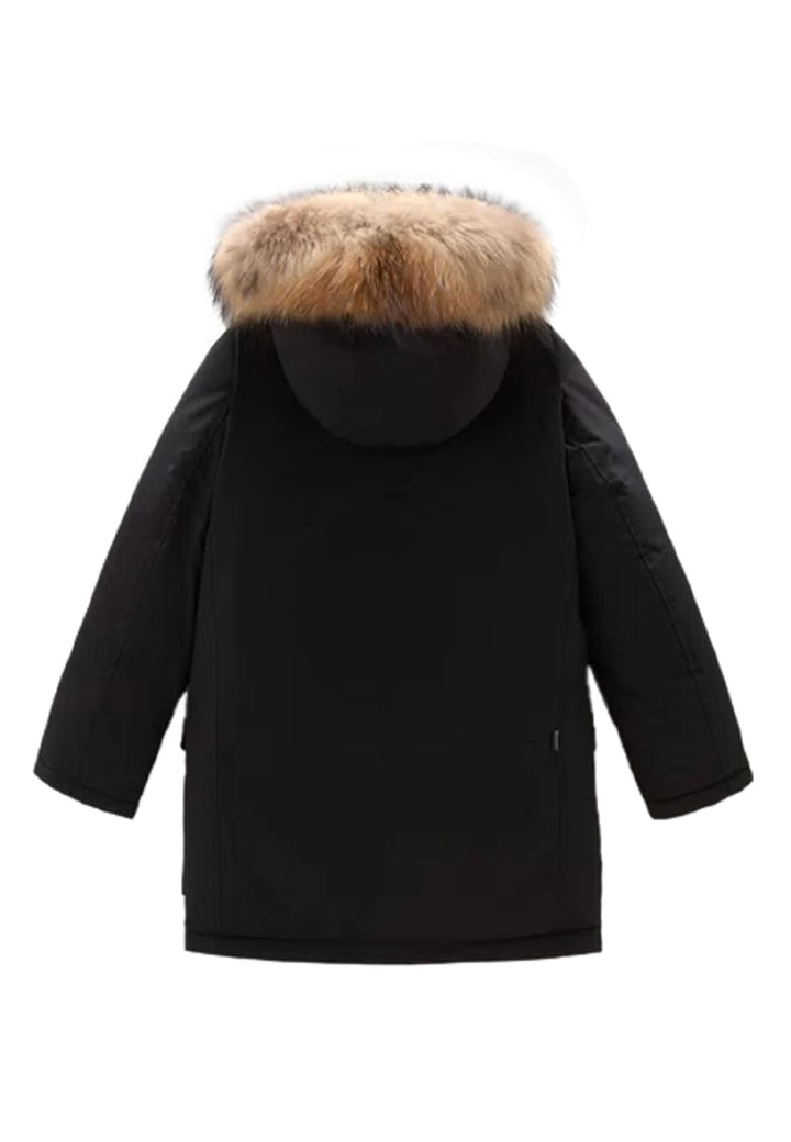Giubbino bambino Woolrich kids Arctic Detachable Fur Parka nero in tessuto Ramar